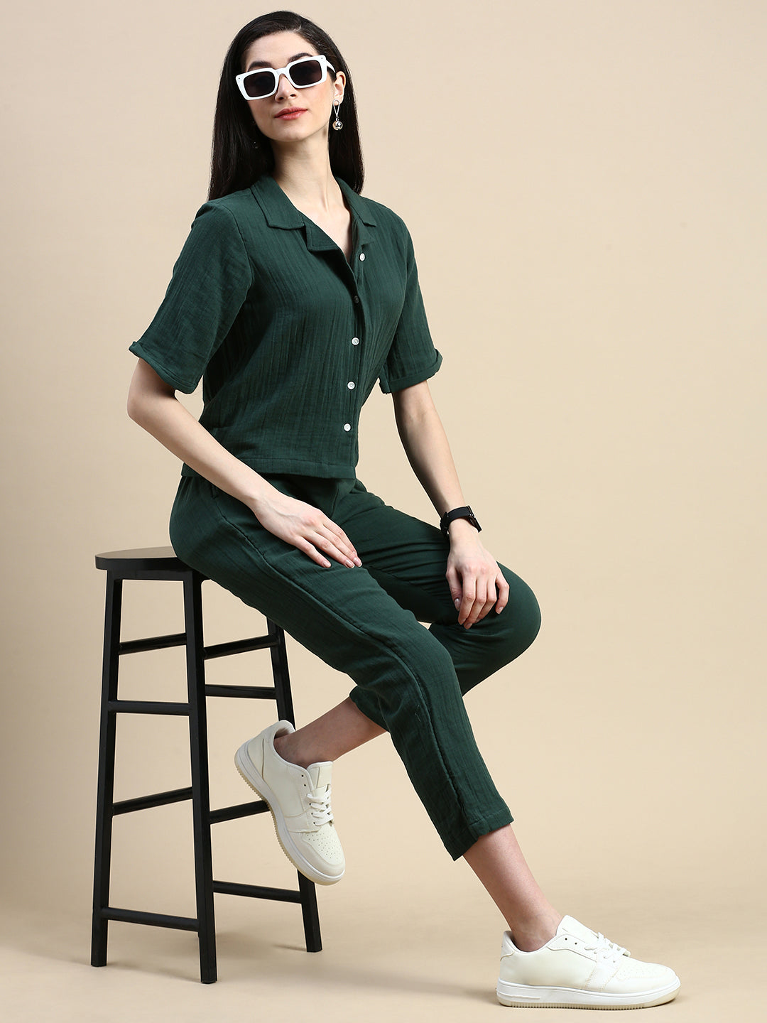 Straight Pant-Green - De Moza