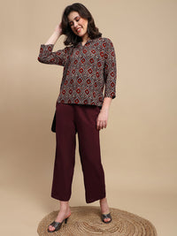 De Moza Women Festive Palazzo Maroon - De Moza