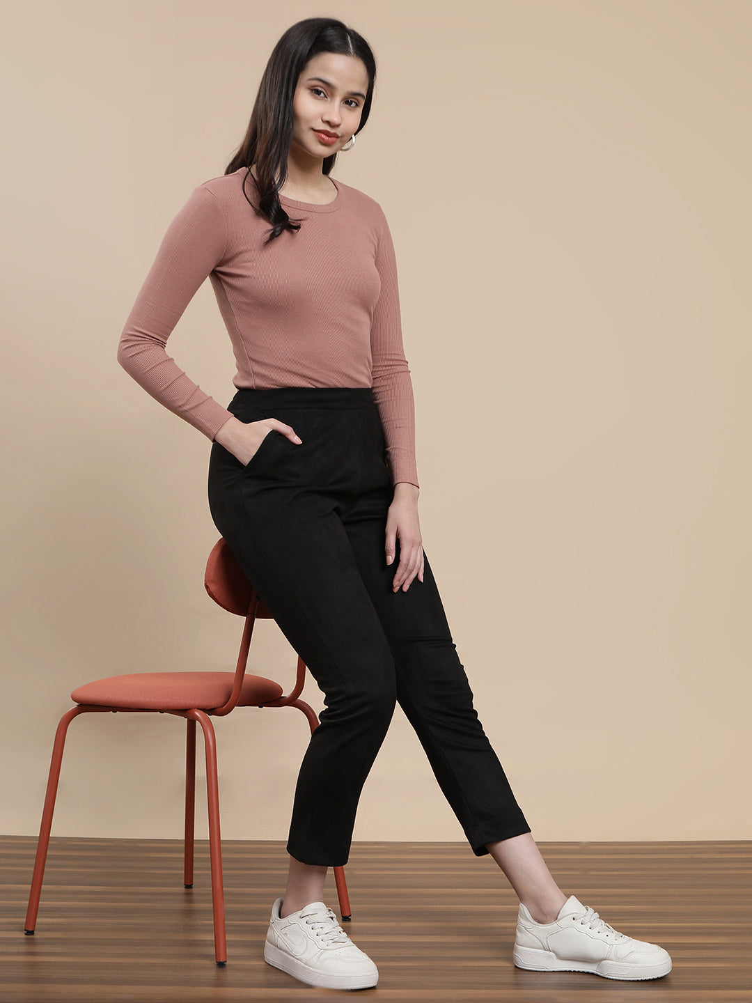 De Moza Women Casual Pants Black