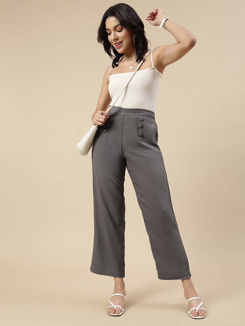 Casual Straight Pant-Grey