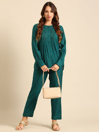 Cigarette Pant-Peacock Green - De Moza
