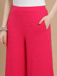 De Moza Women Woven Viscose Relaxed Fit Culottes with Functional Pockets Pink - De Moza
