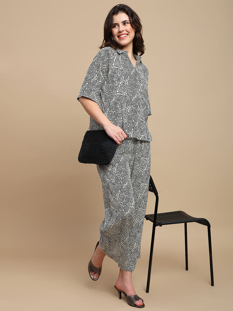 De Moza Women Kashka Set (Top & Palazzo) - Black - De Moza