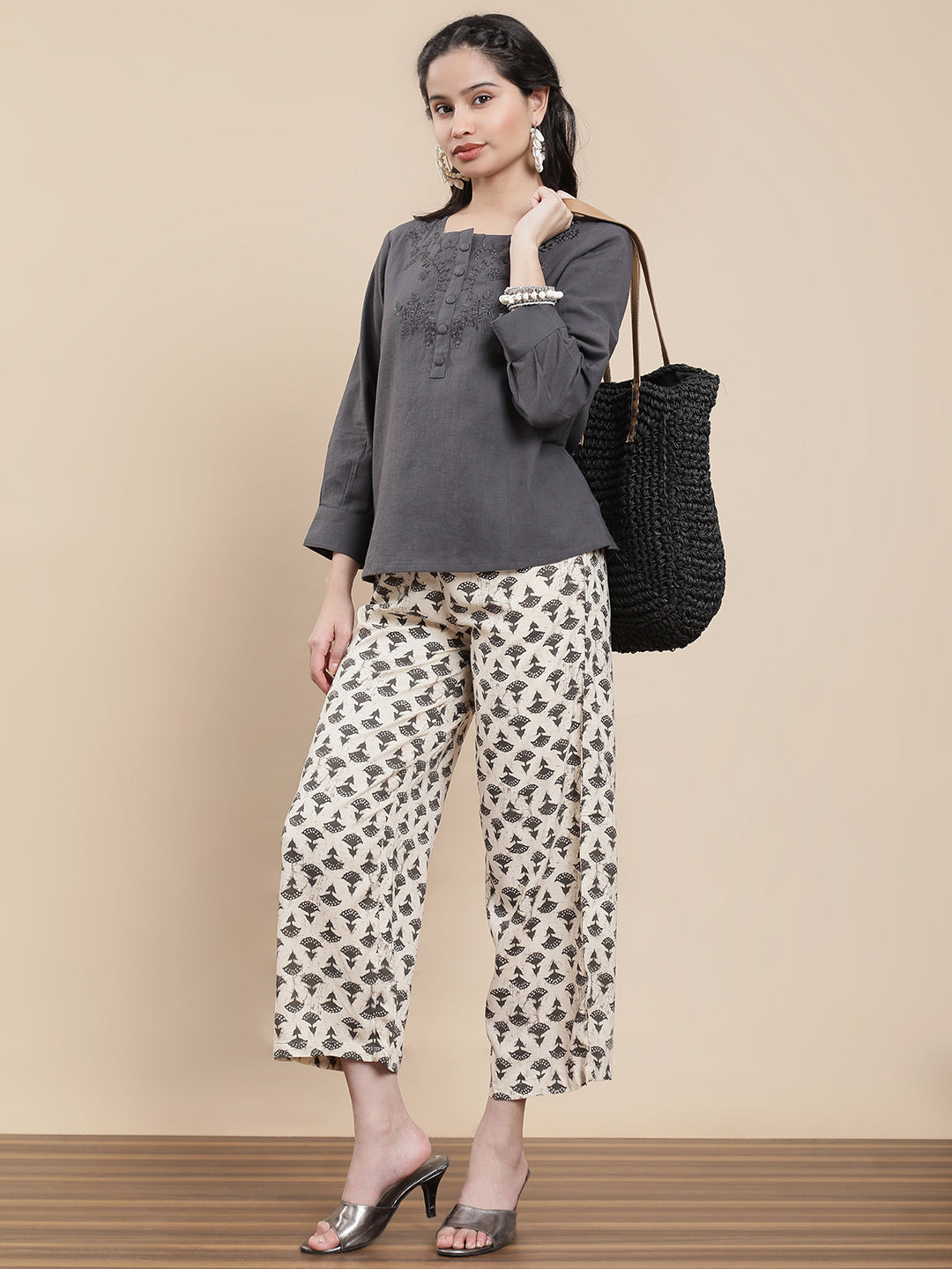 De Moza Women Casual Top Dark Grey