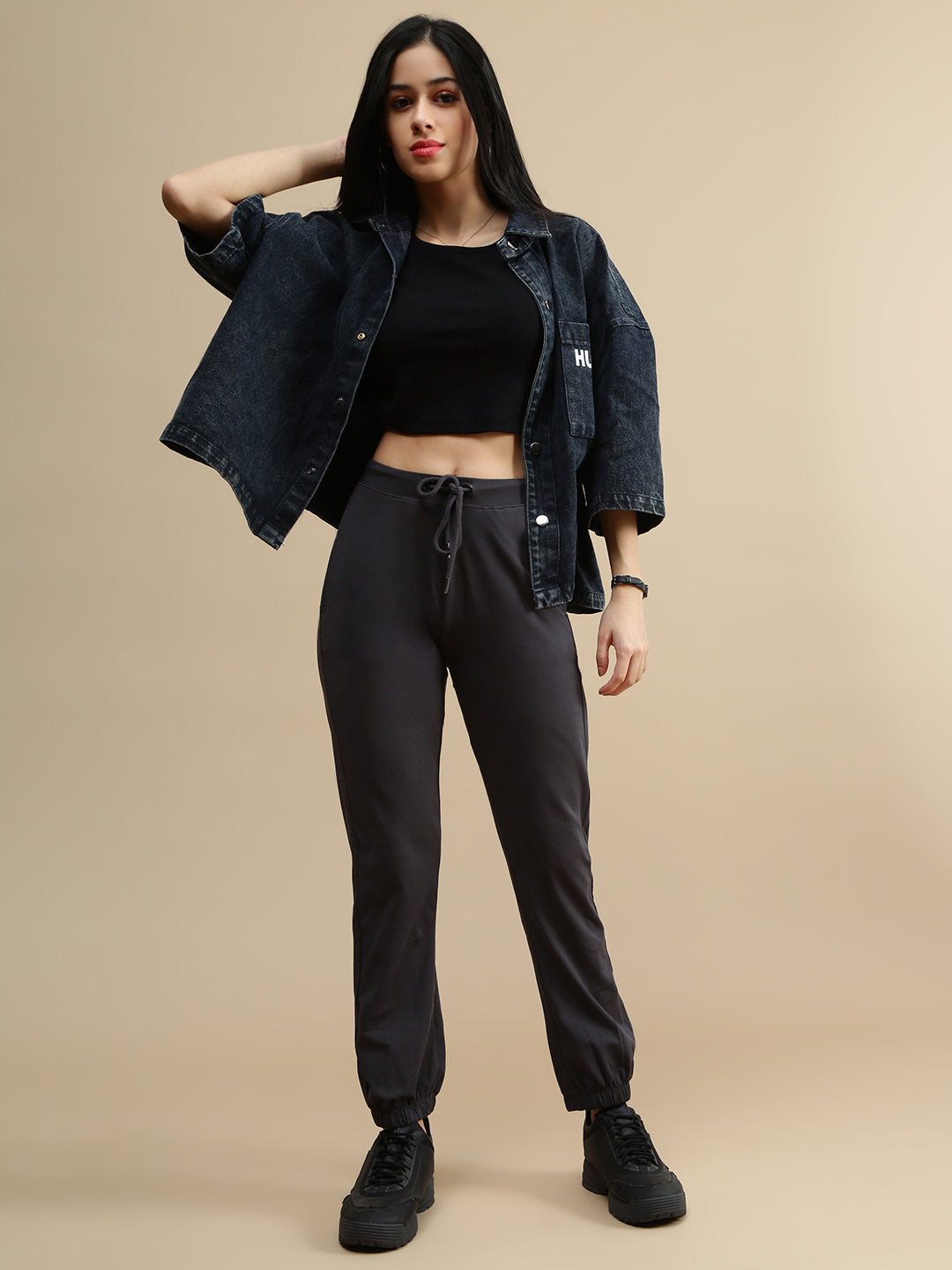 De Moza Women Casual Jogger Dark Grey