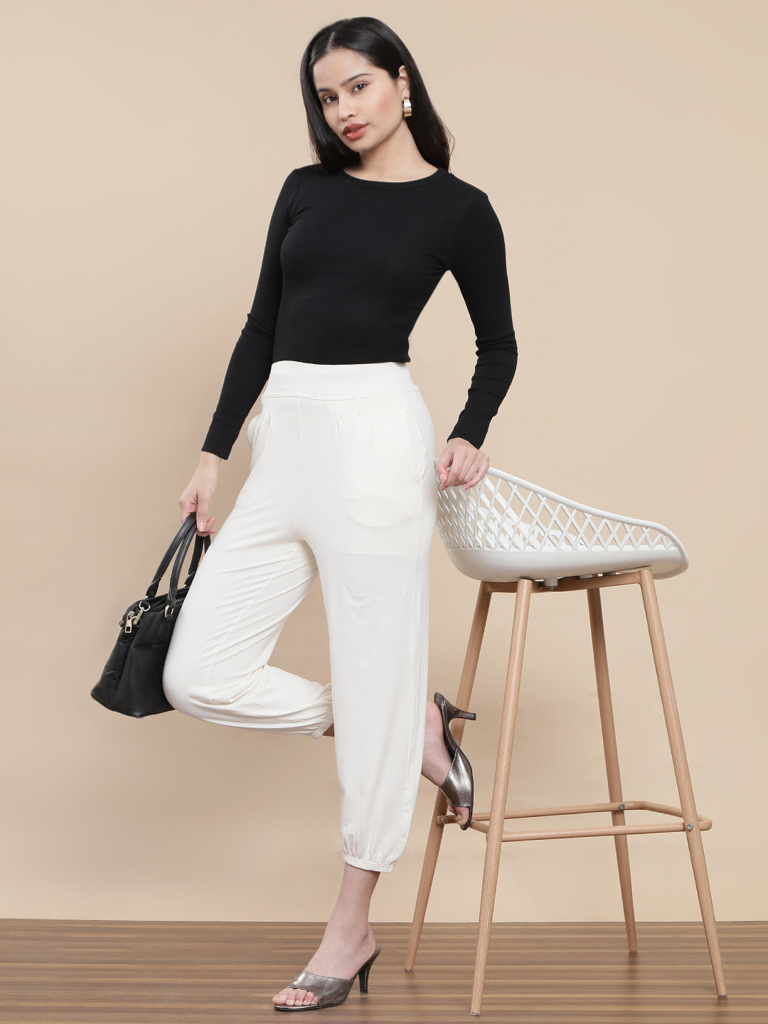 De Moza Women Casual Jogger Offwhite