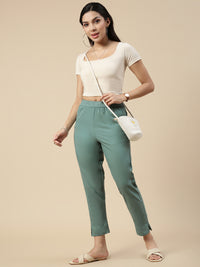 Casual Straight Pant-Peacock Green