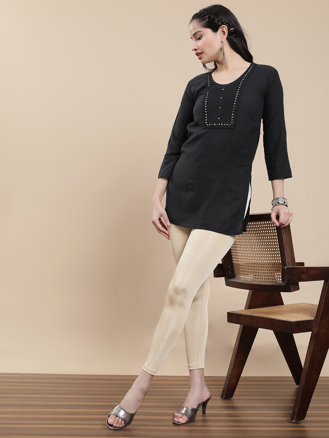 De Moza Women Festive Pants Light Gold