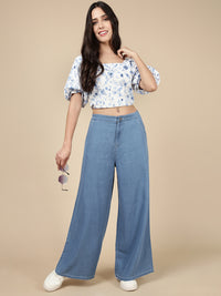 Wide Leg Pant-Ice Blue