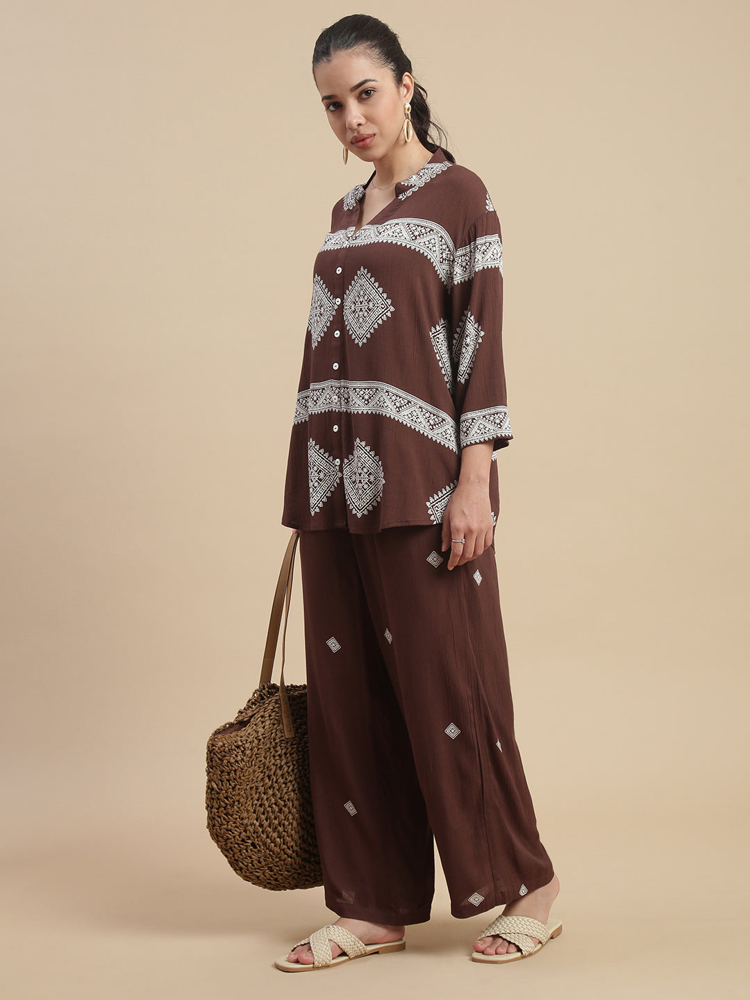 De Moza Women Casual Shirt Dark Brown - De Moza