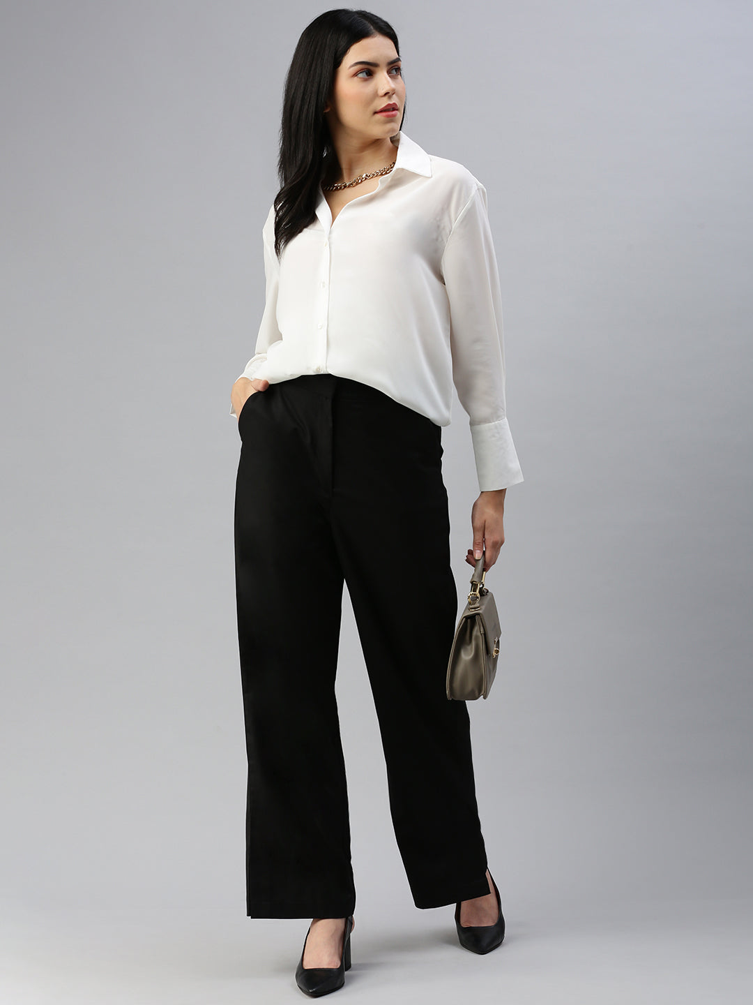 De Moza Women Formal Pant Black