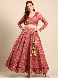 Skirt All Over Print-Dark Pink - De Moza
