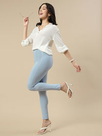 Women's Needle Pants Powder Blue - De Moza