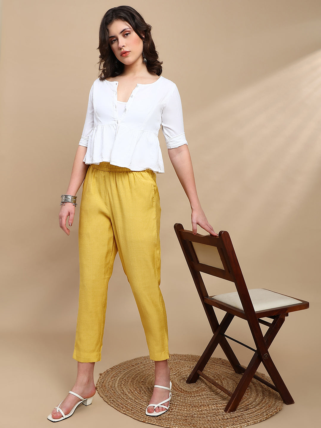 De Moza Women Festive Pants Gold - De Moza