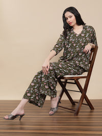 De Moza Women Co-ords with Pack of Top & Palazzo Deep Green