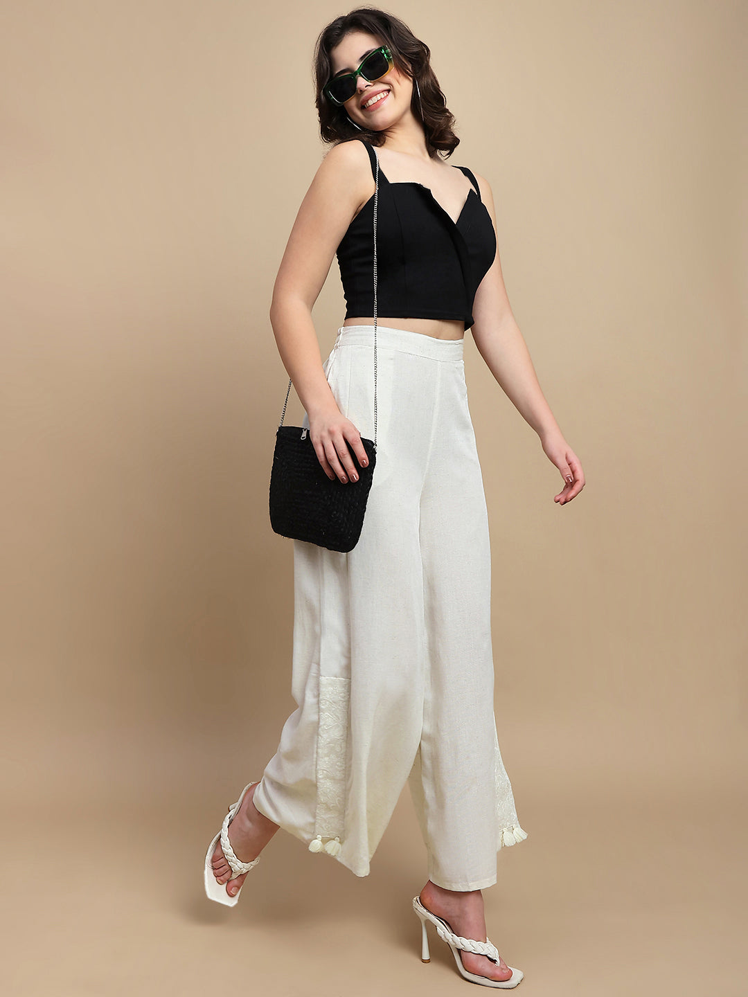 De Moza Women Casual Palazzo Natural - De Moza