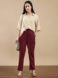 De Moza Women Festive Pants Maroon - De Moza