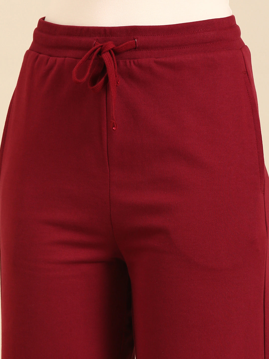 Wide Leg Casual Pant-Burgundy - De Moza