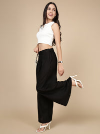 Pleated Palazzo-Black