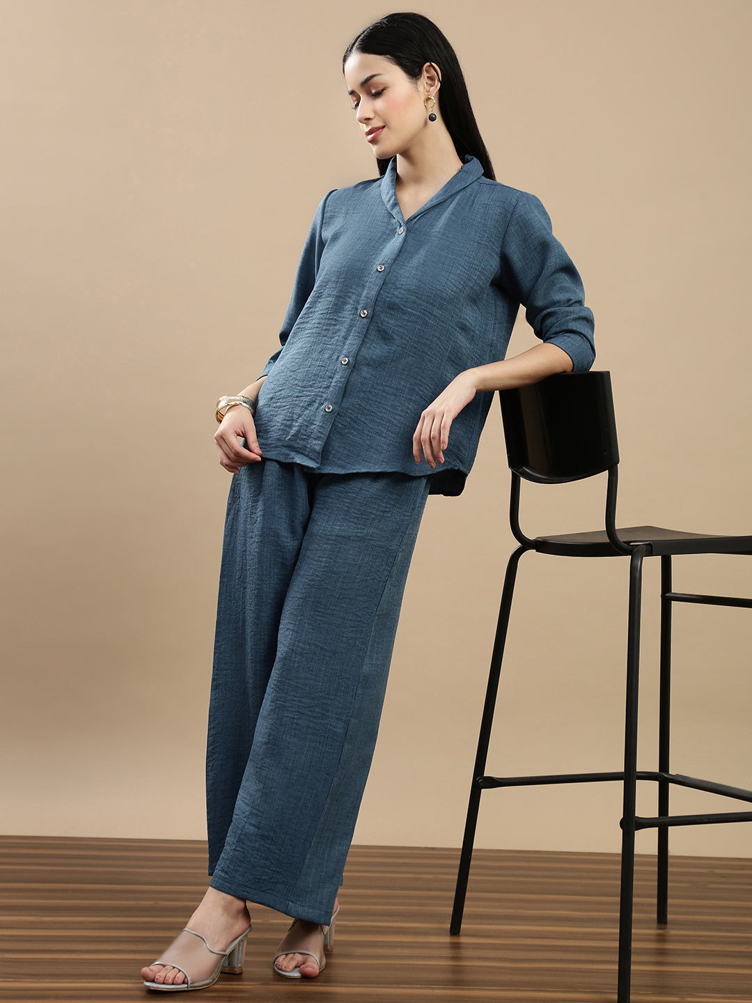 De Moza Women Casual Top Teal Blue