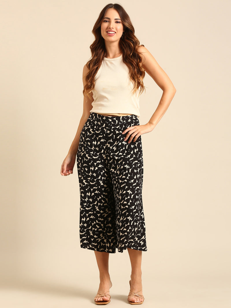 Culottes All Over Print-Black - De Moza