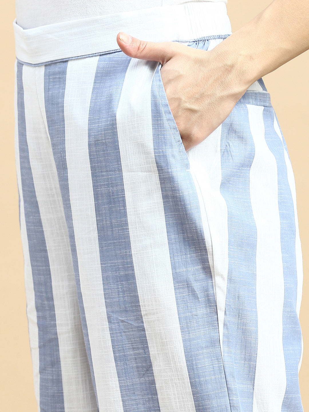 Straight Pant Striped-Blue - De Moza