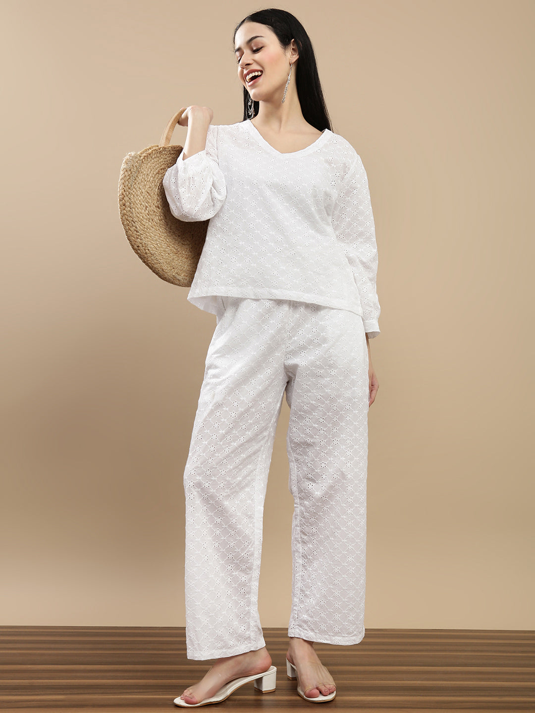 De Moza Women Casual Palazzo White