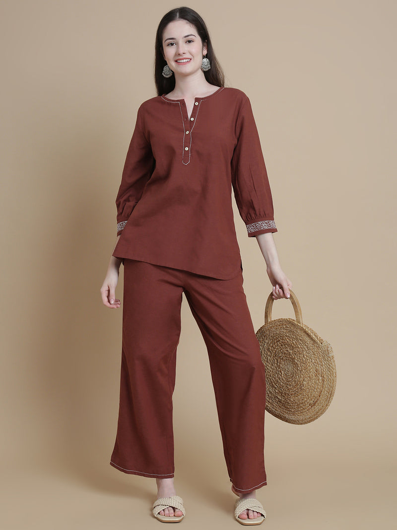 De Moza Women's Officewear Co-ords Brown - De Moza