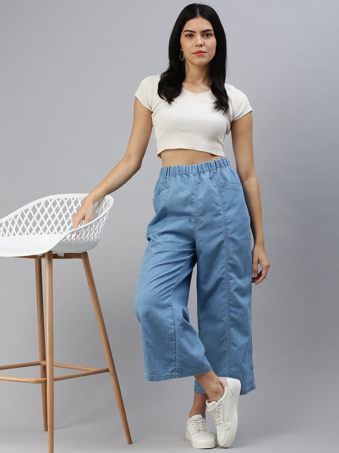 De Moza Women Culottes Ice Blue