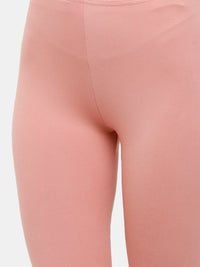De Moza Ladies Ankle Length Leggings Solid Cotton Light Peach