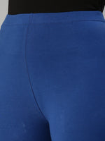 De Moza Ladies Ankle Length Leggings Solid Cotton Ink Blue