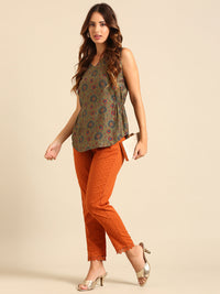 Straight Pant-Flame Orange - De Moza