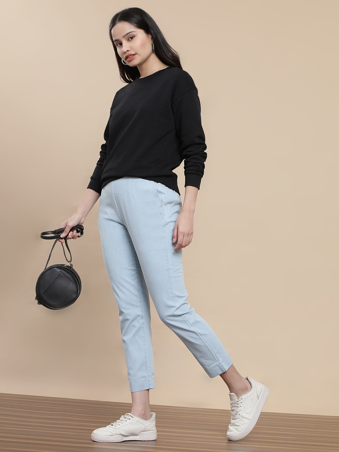 De Moza Women Casual Sweat Shirt Black