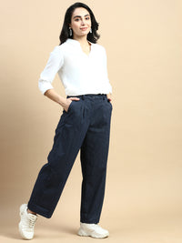 Formal Pants Stripped-Navy - De Moza