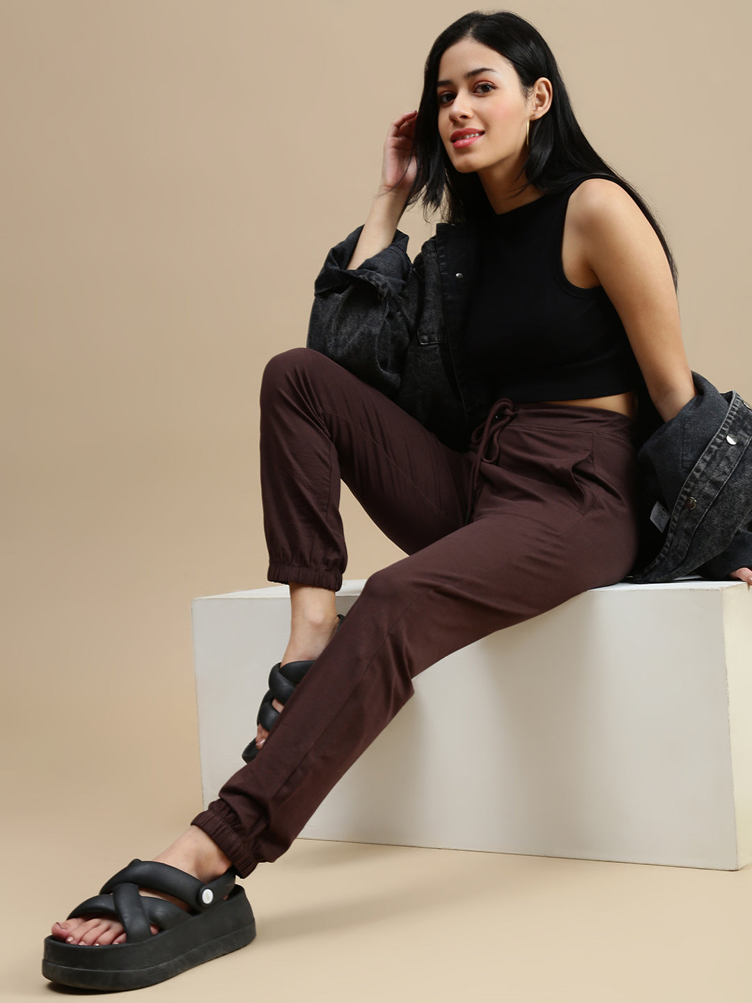 De Moza Women Casual Jogger Brown