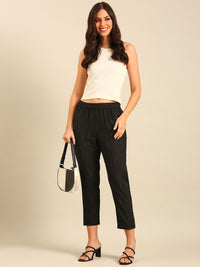 Printed Straight Pant-Black - De Moza