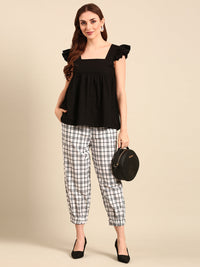 Harem Pant Checked-White - De Moza