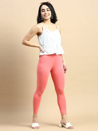 Ankle Length Leggings Viscose-Dark Coral - De Moza