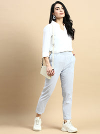 Cigarette Pant Stripped-Blue - De Moza