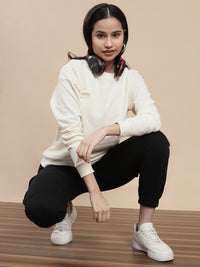 De Moza Women Casual Sweat Shirt Cream