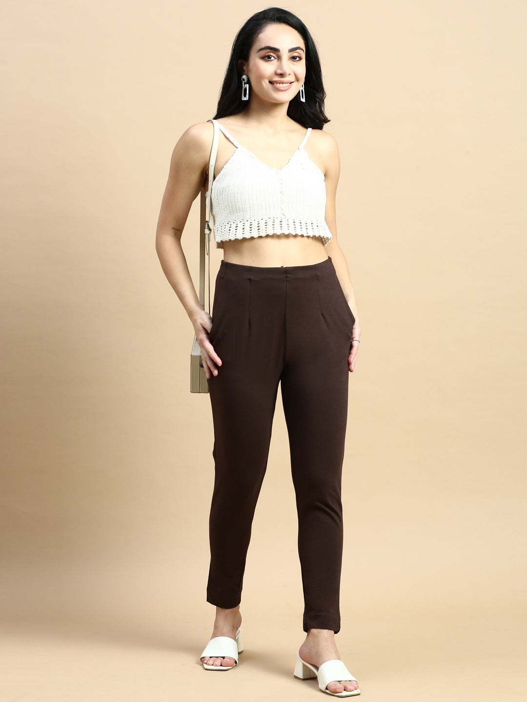 Super Stretch Kurti Pant-Brown - De Moza