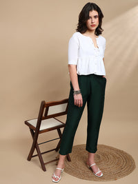 De Moza Women Casual Pants Bottle Green - De Moza