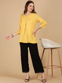 De Moza Women Woven Viscose loosed Fit Top Gold - De Moza