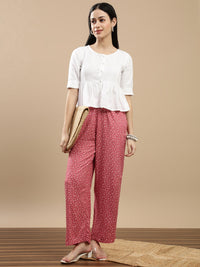 De Moza Women Casual Palazzo Dark Pink