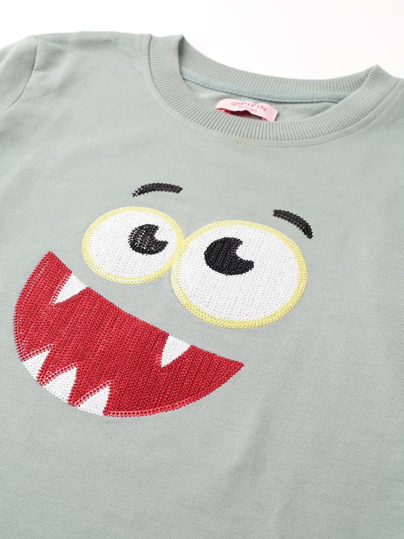PIPIN Girls Printed Sweatshirt Light Petrol