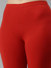 De Moza Ladies Ankle Length Leggings Solid Cotton Brick Red