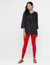 Ankle Length Leggings Cotton-True Red - De Moza