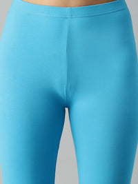 Ankle Length Leggings Cotton-Light Blue - De Moza