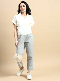 Straight Pant Checked-Grey - De Moza