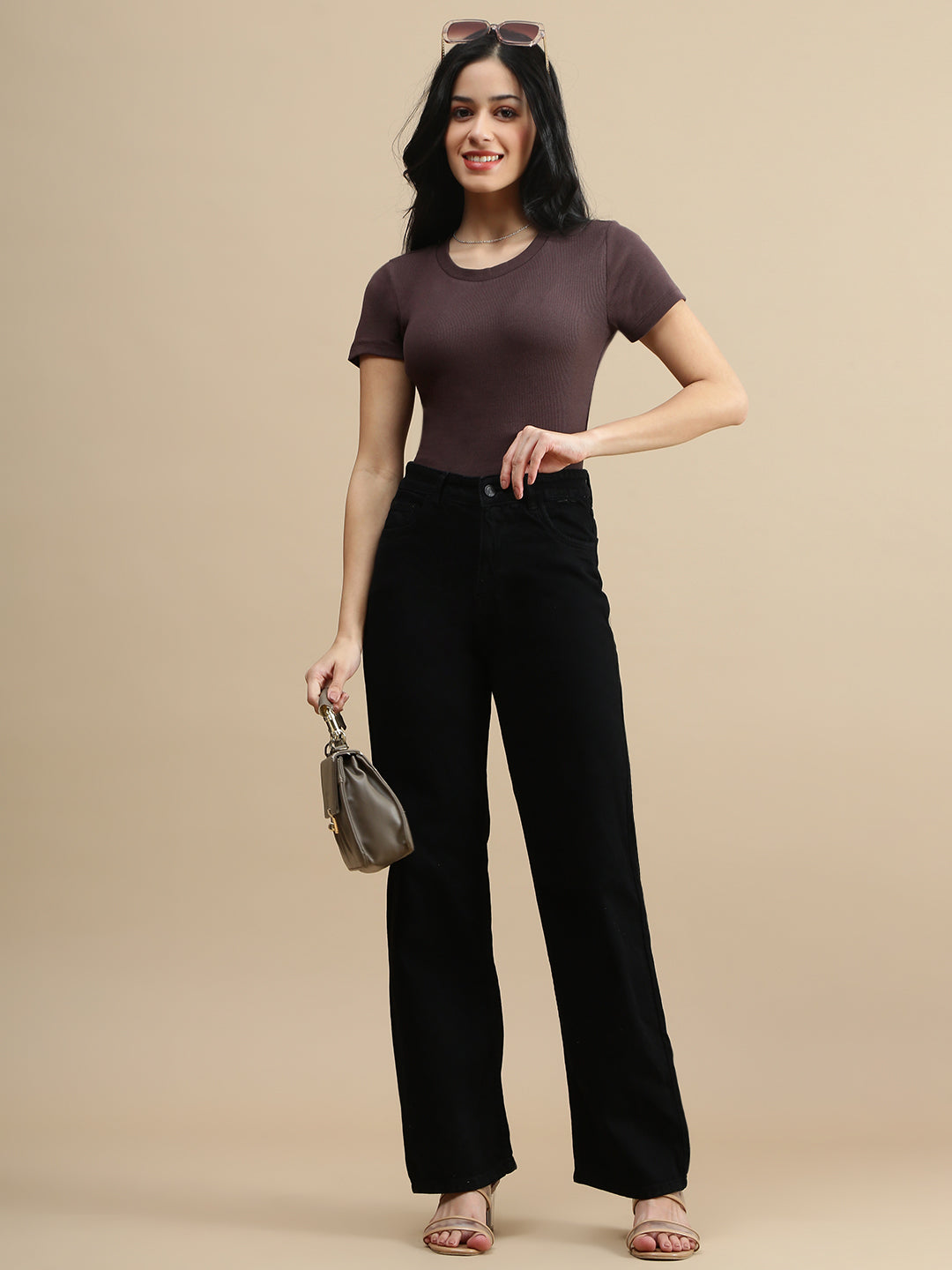 De Moza Women Casual Top Chocolate Brown